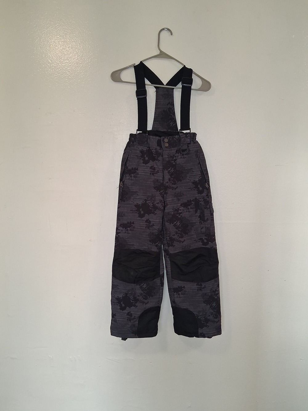 32 Degree  Kids Gray & Black Camo Snow Overalls with Adjustable Suspenders